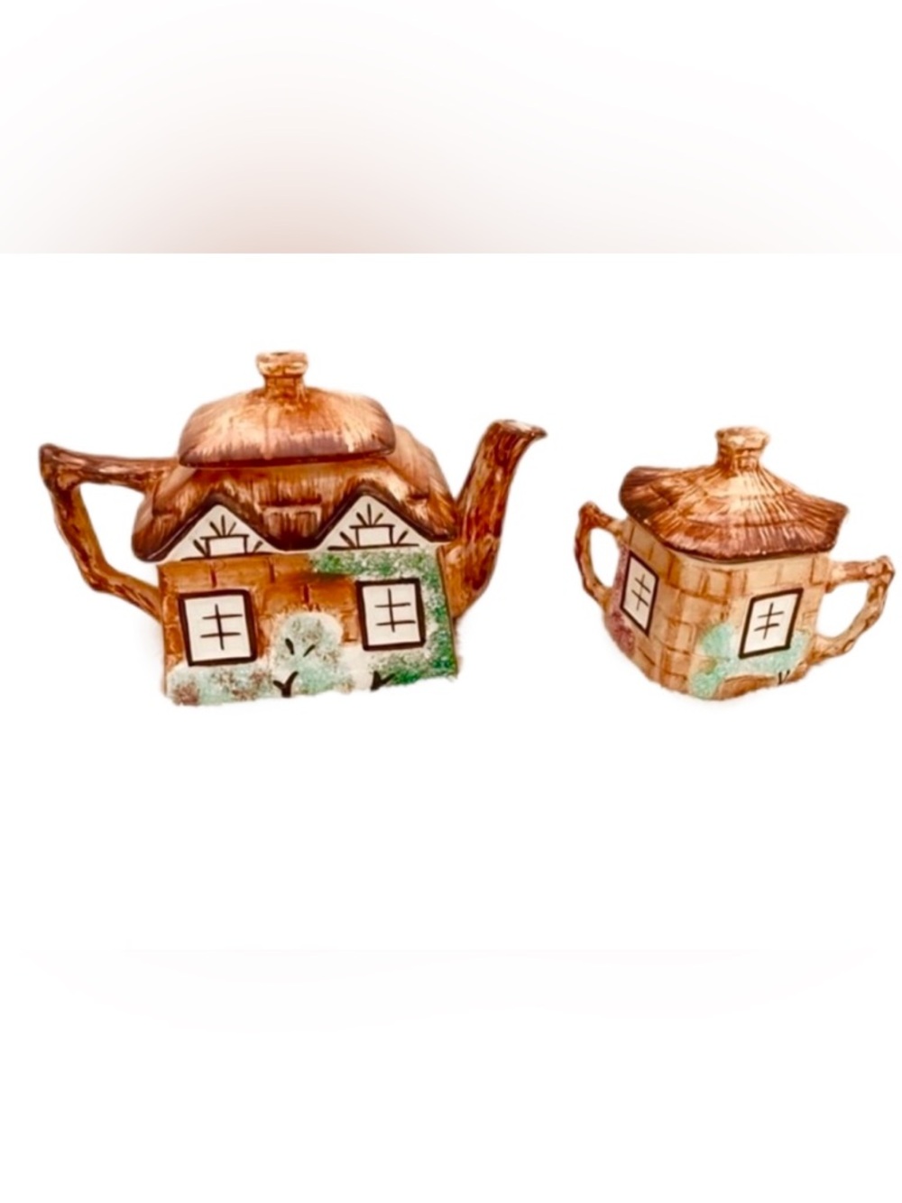 Keele St Pottery Cottageware Rustic Teapot & Sugar Bowl Duo, Made in England